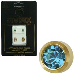 STUDEX Birthstone studs - reg bezel gold - december / blue zircon